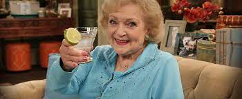 betty white posing with her favorite drink vodka limoncello 
