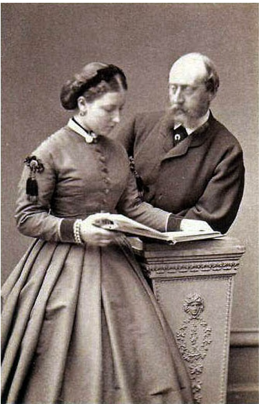 Princess Helena of the United Kingdom with her husband prince Christian in 1865 after theri engagement