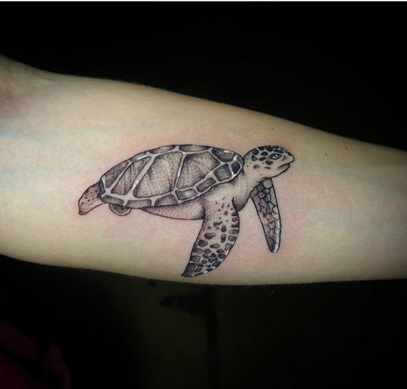 Sea turtle simple tattoo