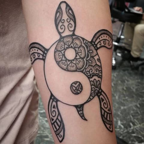 Turtle yin yang tattoo