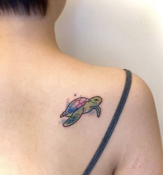 Cute sea turtle tattoo
