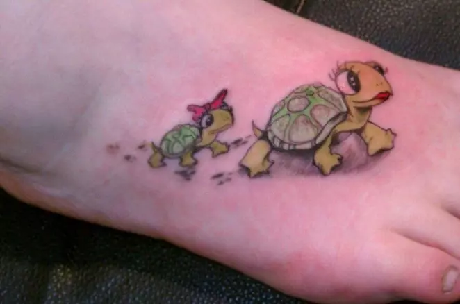 Baby and mom turtle tattoo